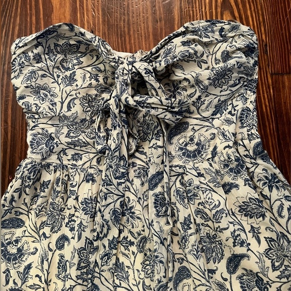 DRESS FORUM Floral Midi Tiered Halter Style/Strapless  Dress in Blue and Cream - Picture 4 of 13